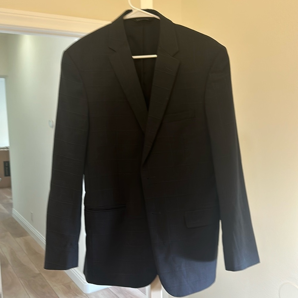 Jos A Bank Mens navy Blue Plaid Sport Coat Blazer Windowpane Plaid 42 slim